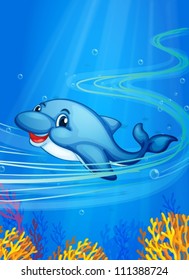 Illustration of a dolphin swimming