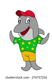 Illustration of Dolphin Welcoming Visitor