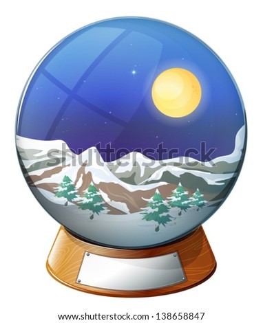 Illustration of a dome with an image of a snowy mountain on a white background