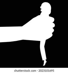 Illustration of domestic violence, abuse image squeezed in a big hand