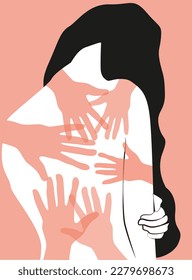 illustration of domestic violence. This woman is suffering. the woman was beaten.