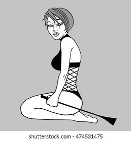 The illustration of a domina with a whip 2 / Vector 