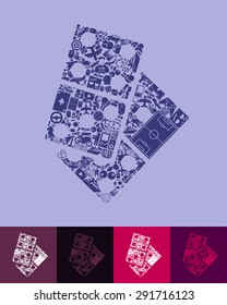 illustration of the domino with icons composition