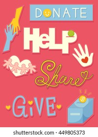 Ilustración de elementos relacionados con las donaciones