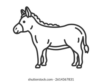 Illustration of a donkey (line drawing).