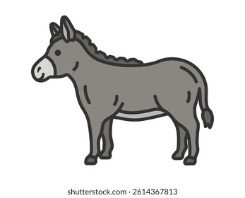 Illustration of a donkey (line drawing color).