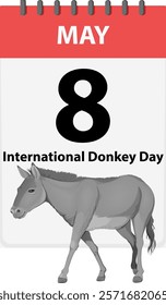 Illustration of a donkey on a calendar page