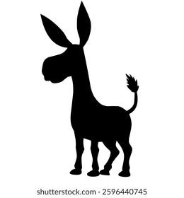 illustration of a donkey silhouette, featuring a simple and clean design. Perfect for farm, animal, nature, and rural-themed projects