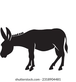 ilustración Silhouette de burro en un lienzo blanco