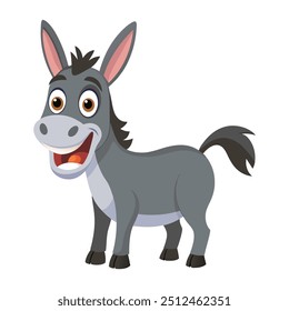 Ilustração de burro sorrindo e feliz Isolado no branco 