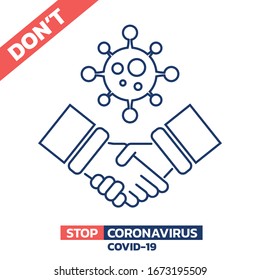 Illustration of don't shake hands in Coronavirus COVID-19 crisis isolated on white background, Vector design element.