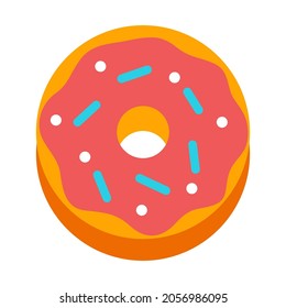 Illustration of donut. Breakfast icon. Food item for menu restaurants and shops.