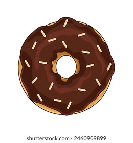 Illustration of donut with chocolate cream illustration clipart on a white background