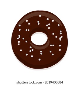  illustration of a donut in chocolate glaze isolated on a white background.