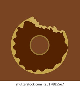 illustration of a donut with chocolate on top, the donut has been bitten