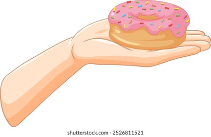 Illustration of a donut with colorful sprinkles