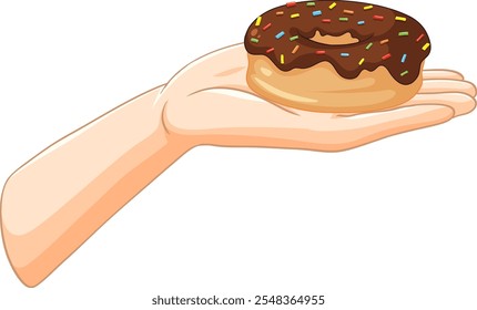 Illustration of a donut with colorful sprinkles