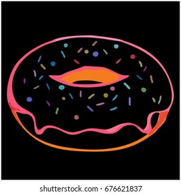 Illustration of an donut on black background