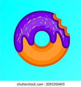 
Illustration von Donuts mit Blaubeermarmelmarmelade und Bruchkerbe, einfache flache Vektorgrafik
