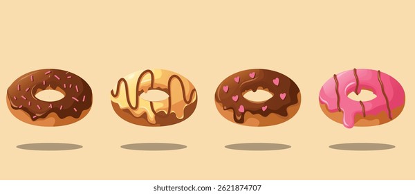 illustration of donuts with various flavors