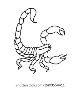 Illustration or doodle art of scorpion with no color
