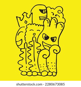 The Illustration of Doodle Character Sketch