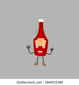 Illustration doodle character tomato sauce