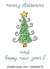  An illustration of a doodle Christmas tree.