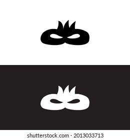 Illustration doodle icon of Carnival or theatre mask in black and white color. Vector doodle design clip art