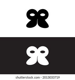Illustration doodle icon of Carnival or theatre mask in black and white color. Vector doodle design clip art