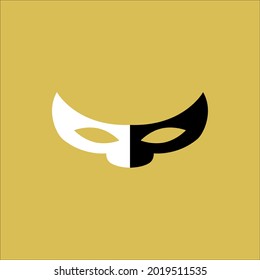 Illustration doodle icon of Carnival or theatre mask in two color black and white color. Vector doodle design clip art