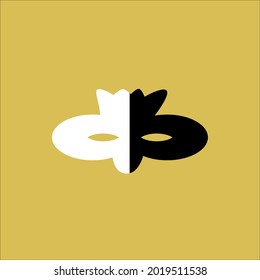 Illustration doodle icon of Carnival or theatre mask in two color black and white color. Vector doodle design clip art