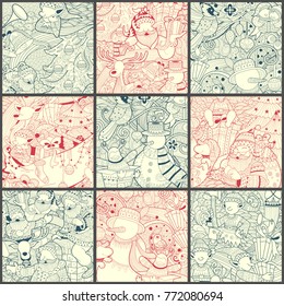 illustration of doodle of Merry Christmas Holiday with Santa Claus