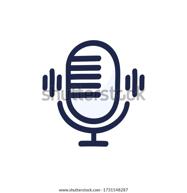Illustration of doodle microphone. Hand\
drawn cartoon doodle style. Simple brush strokes. Cartoon\
microphone graphic design for card, poster, postcard, sticker, tee\
shirt. Vector\
illustration.