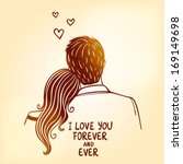illustration doodle silhouette of loving couple