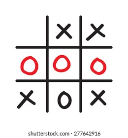 Illustration of doodle tic tac toe game isolated on white background