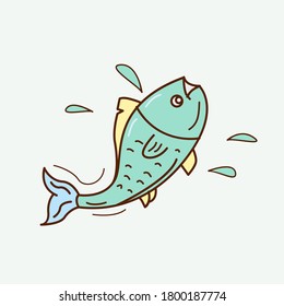 Illustration doodle vector of fresh fish