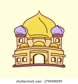 Ilustración del vector del doodle de la mezquita de dibujos islámicos