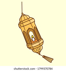 Illustration doodle vector of islamic lantern