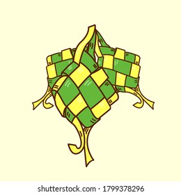 Vector de doodle de ilustración de ketupat