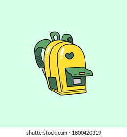 Illustration doodle vector of school bag