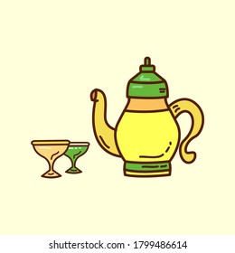 Ilustración del vector del doodle de tetera para la fiesta iftar