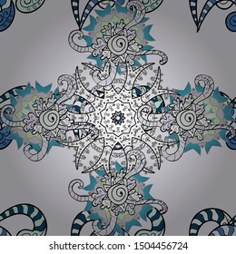 Illustration. Doodles on a gray, neutral and black colors. Seamless pattern Beautiful fabric background. Vector texture.