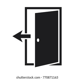 illustration door icon with arrow conception, door vector icon, flat design best silhouette door icon