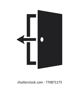 illustration door icon with arrow conception, door vector icon, flat design best silhouette door icon