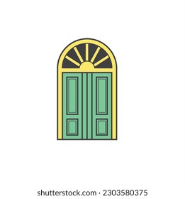 illustration of door, door icon, vector art.