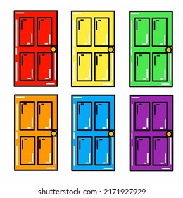 Illustration of a door with various colors.