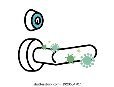 Illustration eines Türknauf mit einem Virus
