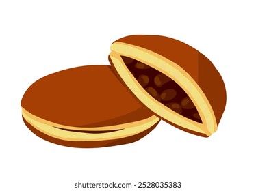 Ilustración de dorayaki y sección transversal