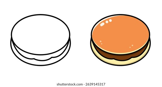 Illustration of Dorayaki Food Image, Dorayaki Icon, Dorayaki Logo, Dorayaki Sticker, Drawing.